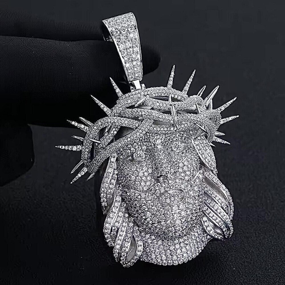 Silver Jesus Piece With Rope 24inch - Picture 2 of 6